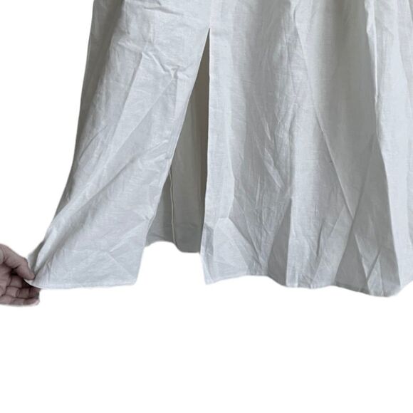 MOLEGI Short Sleeve Midi Dress Button Front Front Slit Cream S - Picture 8 of 8